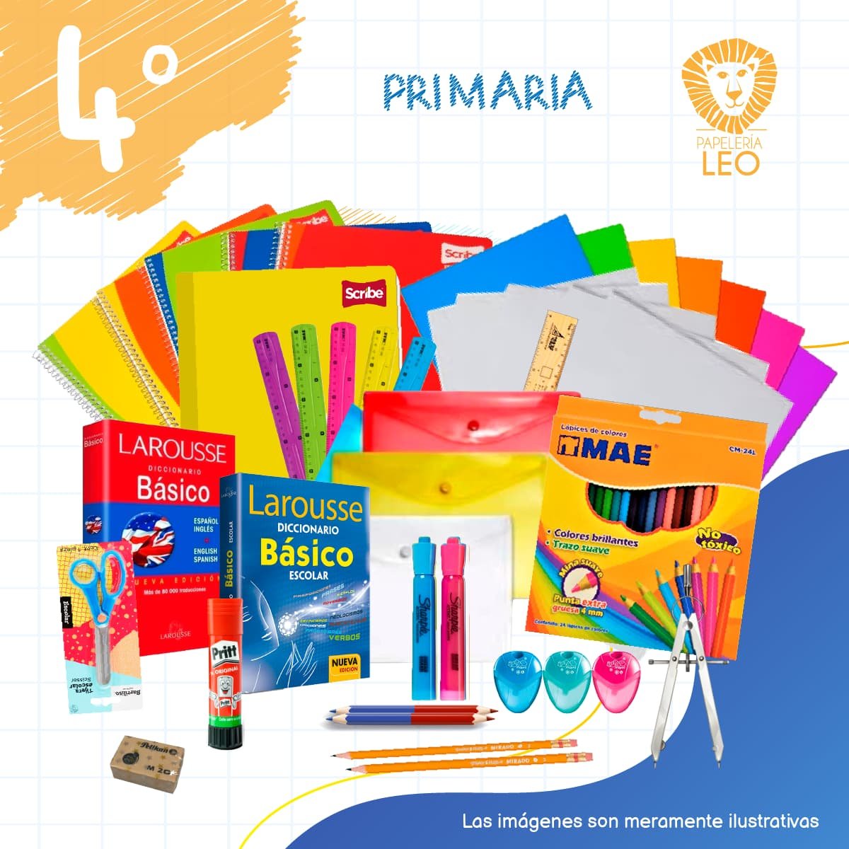Papelería y útiles escolares de 4to grado - Primaria