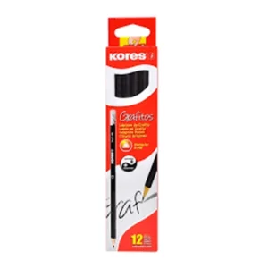 LAPIZ DE GRAFITO KORES NO. 2 HB TRIANGULAR C/12 NEGRO